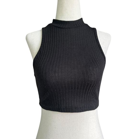 Shein Black High Neck Crop Top Women's Size Small | 25-62-2 - Picture 1 of 6